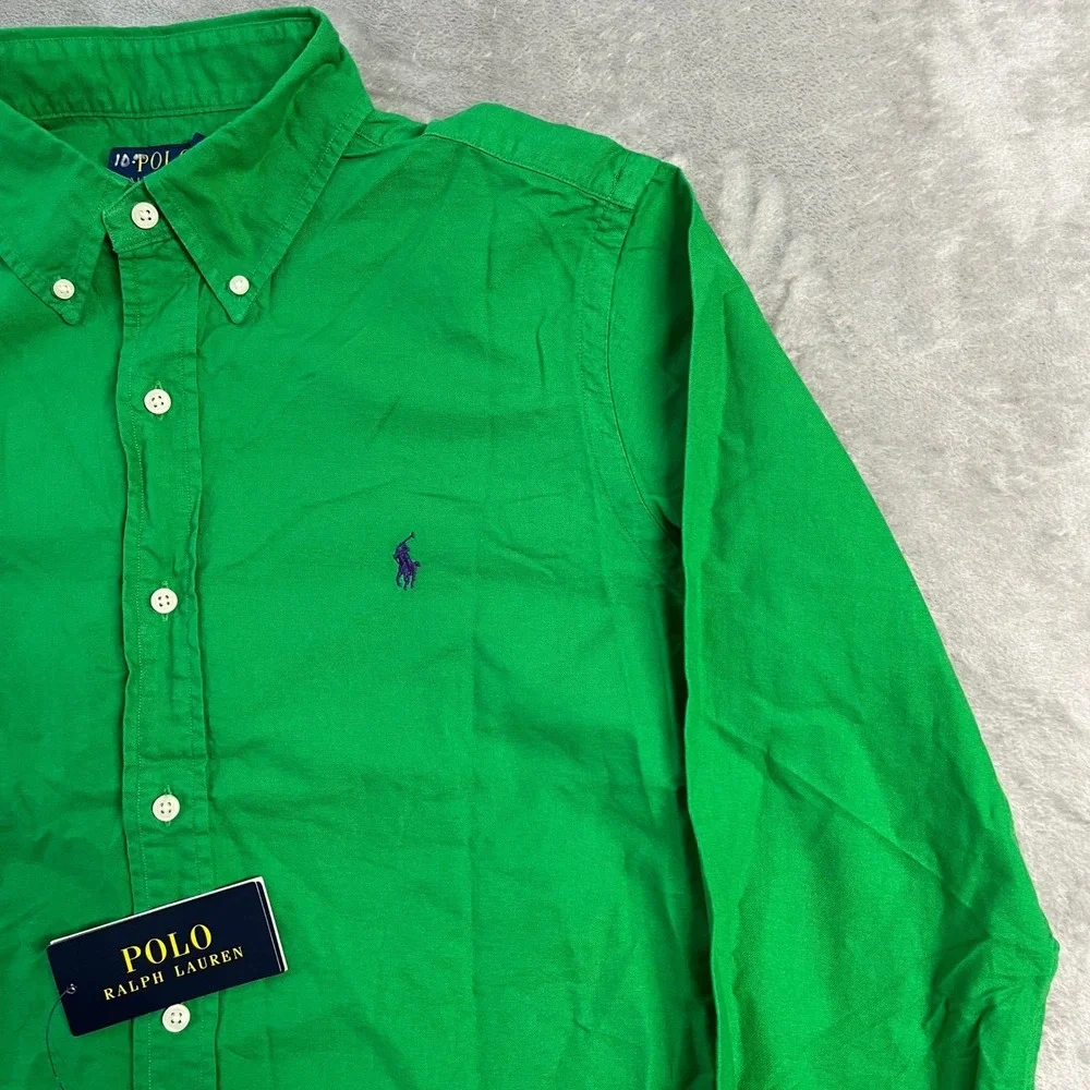 NWT Polo Ralph Lauren Mens Classic Fit Oxford Shirt Green Long Sleeve Medium